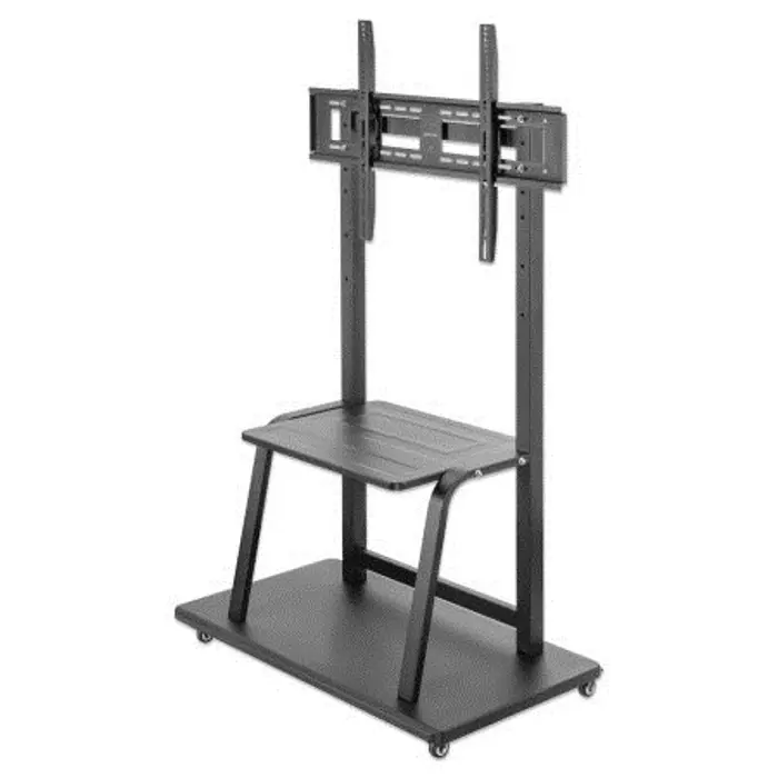 Manhattan TV & Monitor Mount, Trolley Stand, 1 screen, Screen Sizes: 37-100", Black, VESA 200x200 to 800x600mm, Max 150kg, Shelf and Base for Laptop or AV device, Height-adjustable to four levels: 862