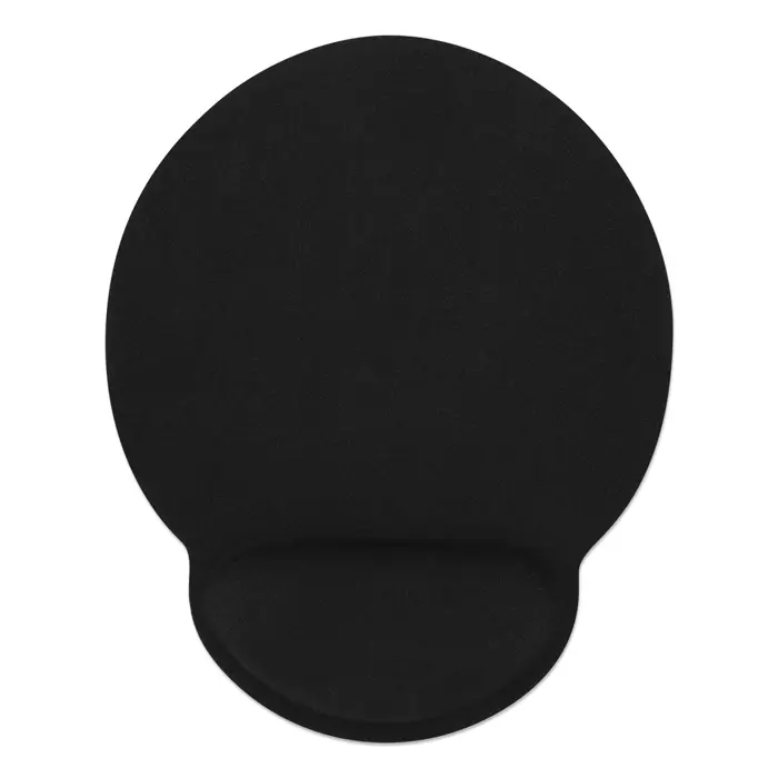 Manhattan Wrist Gel Support Pad and Mouse Mat, Black, 241 × 203 × 40 mm, non slip base, Lifetime Warranty, Card Retail Packaging