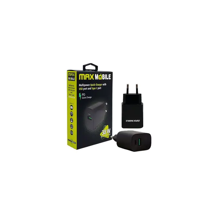 MAXMOBILE KUĆNI PUNJAČ PD QC3.0 DUO TYPE C 20W+USB 18W 2UTR3068-QP