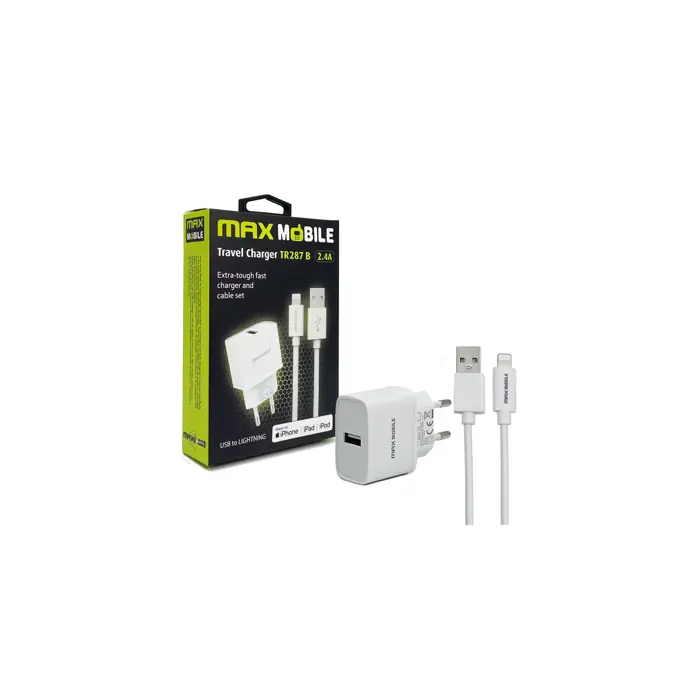 MAXMOBILE KUĆNI PUNJAČ SET 2U1 IPHONE LIGHTNING-USB 2.4A MFI Apple TR287B 