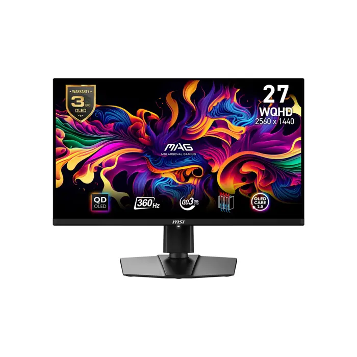 MSI MAG 271QPX QD-OLED computer monitor 67.3 cm (26.5") 2560 x 1440 pixels Wide Quad HD QDOLED Black