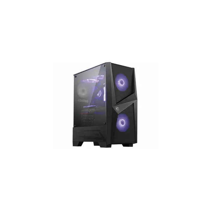 MSI MAG FORGE 100M Mid Tower Gaming Computer Case 'Black, 2x 120mm ARGB PWM Fan, 1x 120mm Fan, 1-6 ARGB Hub, Mystic Light Sync, Tempered Glass Panel, ATX, mATX, mini-ITX'