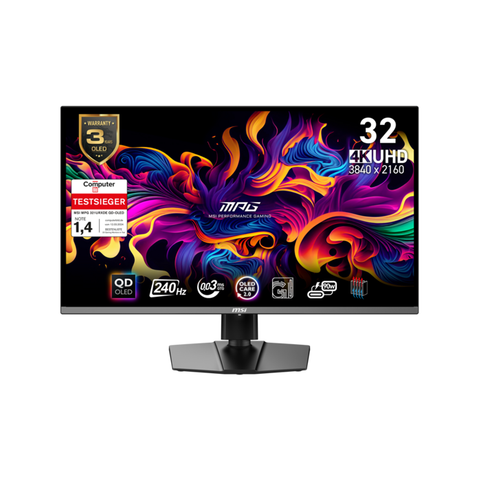 MSI MPG 321URXDE QD-OLED, 80 cm (31,5 Zoll) 240Hz, Adaptive Sync, OLED, QD - DP, 2xHDMI-9S6-3DD29A-006