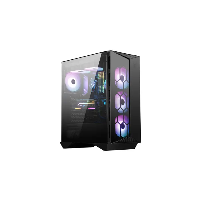 MSI MPG GUNGNIR 110R Mid Tower Gaming Computer Case Black, USB 3.2 Gen2 Type C, 4x 120mm ARGB Fan, Mystic Light Sync, 1 to 6 ARGB Control board, 2x Tempered Glass Panels, ATX, mATX, mini-ITX