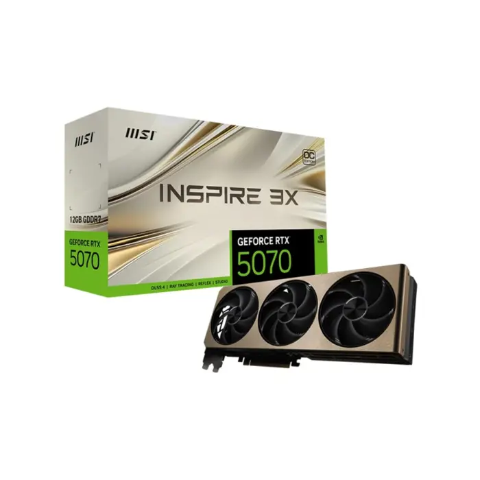 MSI NVidia GeForce RTX 5070 12G INSPIRE 3X OC, 12GB GDDR7/192bit, PCI-E 5.0, 1xHDMI/3×DP