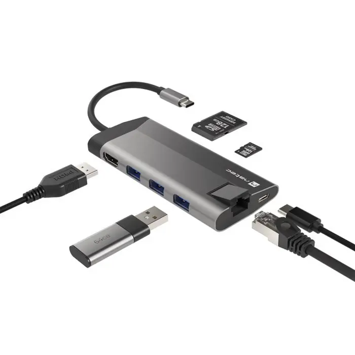 NATEC MULTIPORT FOWLER PLUS USB-C, HDMI 4K, RJ45