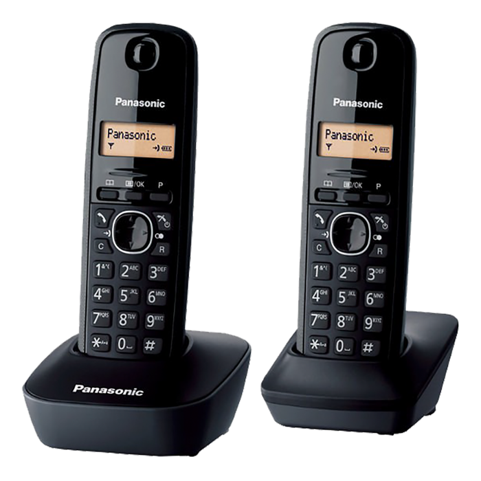 Panasonic Telefon bežični, DUO DECT, 1.25" LED display, crna boja - KX-TG1612FXH