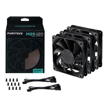 PHANTEKS M25 PWM ventilator, set 3 komada - 120 m,crni PH-F120M25_PWM_BBK01_3P