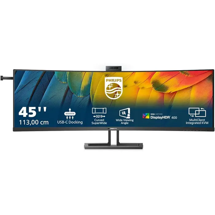 Philips 45B1U6900C monitor, IPS/VA, 16:9/32:9, 5120x1440, 60Hz/75Hz, pivot, USB-C, HDMI, Display port, USB