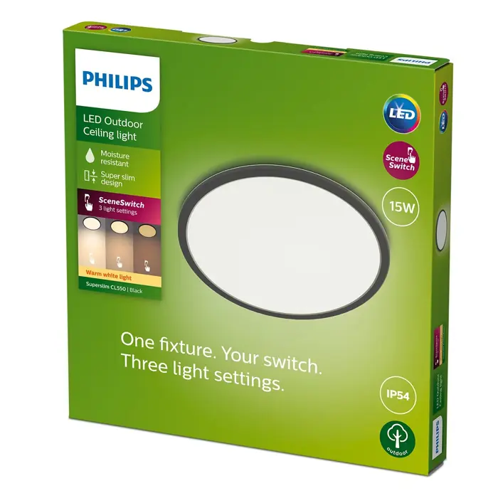 Philips SuperSlim Ceiling SSW 15W 27K Crna IP54