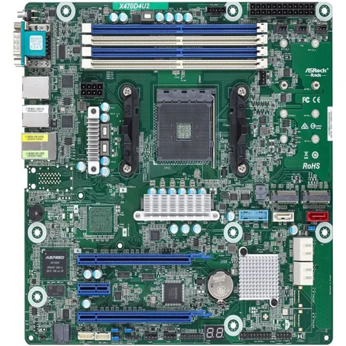 Płyta główna ASRock X470D4U2/1N1 1x AM4 AMD Ryzen X470 (6xSATA, 2xM.2, 2xGbE, IPMI)