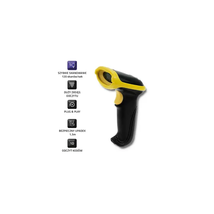 Qoltec 50862 Wireless Laser Barcode Scanner 1D | 2.4GHz