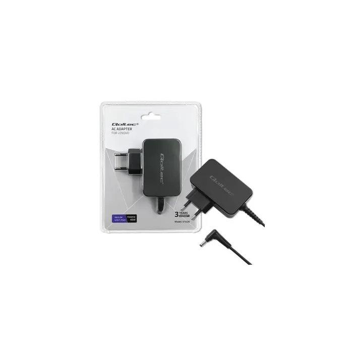 Qoltec 51026 power adapter/inverter Indoor/outdoor 65 W Black