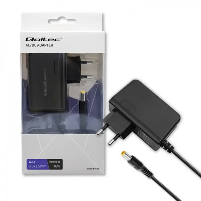 Qoltec 51028 power adapter/inverter Indoor 18 W Black