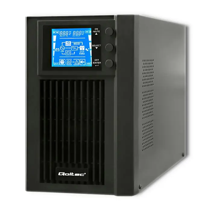 Qoltec 53042 Uninterruptible Power Supply | On-line | Pure Sine Wave | 1kVA | 800W | LCD