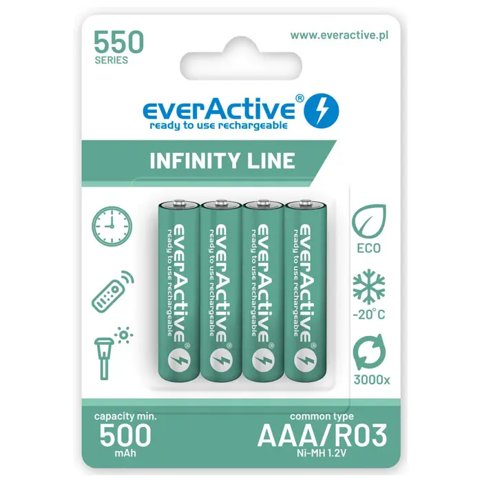 Rechargeable batteries everActive Ni-MH R03 AAA 550 mAh Infinity Line