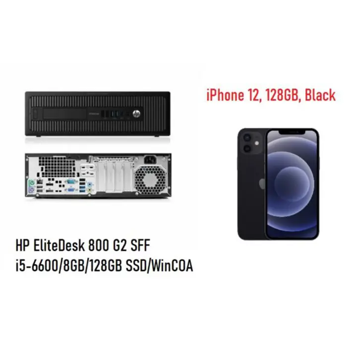 Rennowa HP EliteDesk 800 G2 SFF i5-6600 8GB 128GB SSD WinCOA Refurbished Apple iPhone 12, 128GB, Black