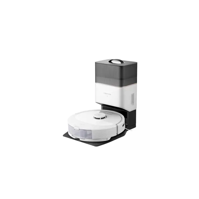 Roborock Q8 Max+ robot vacuum cleaner with self-emptying station, white.