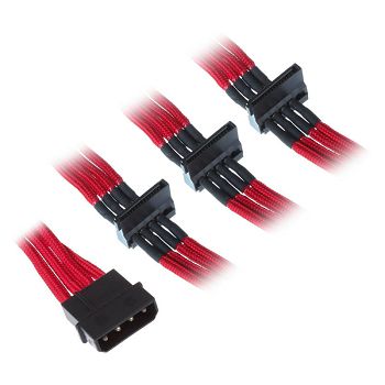 SilverStone 4-Pol-Molex auf 4x SATA Verlängerung - 300mm rot SST-PP07-BTSR