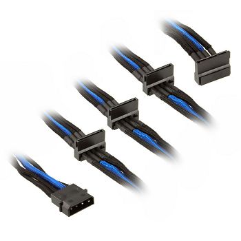 SilverStone 4-Pol-Molex zu 4x SATA Kabel, 300mm - schwarz/blau SST-PP07-BTSBA