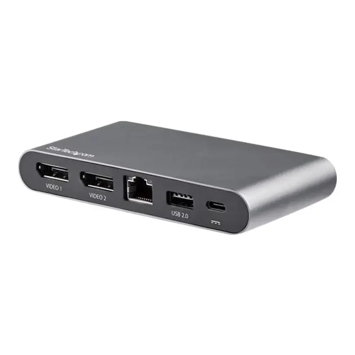 StarTech.com USB C Dock - 4K Dual Monitor DisplayPort - Mini Laptop Docking Station - 100W Power Delivery Passthrough - GbE, 2-Port USB-A Hub - USB Type-C Multiport Adapter - 3.3' Cable