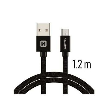 SWISSTEN kabel USB/microUSB, platneni, 3A, 1.2m, crni