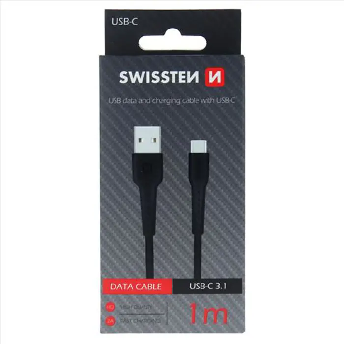 SWISSTEN kabel USB/USB-C, 2A, 1m, crni