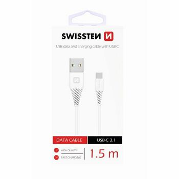 SWISSTEN kabel USB/USB-C, 3.1, 1.5m, bijeli