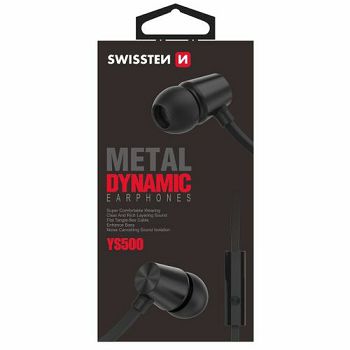 SWISSTEN slušalice + mikrofon, In-ear, metalne, crne DYNAMIC YS500