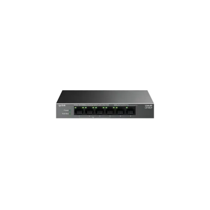 TP-Link 6-Port 10/100Mbps Desktop preklopnik (Switch), 6×10/100 Mbps RJ45 Ports (4×10/100 Mbps 802.3af PoE Ports) 802.3af, 41W PoE Power, metalno kučište