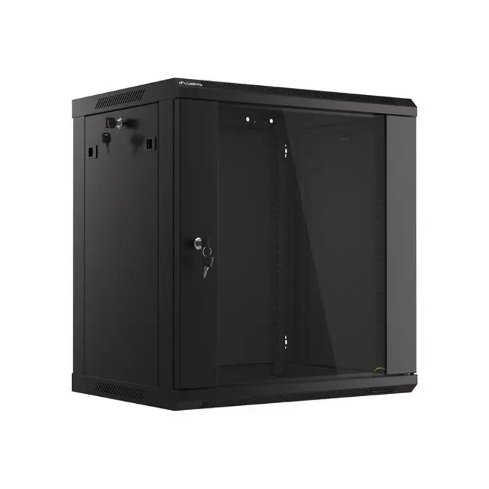 WALL-HUNG RACK CABINET 19" 12U 600X450 BLACK PERFORATED DOOR LANBERG (FLAT PACK)