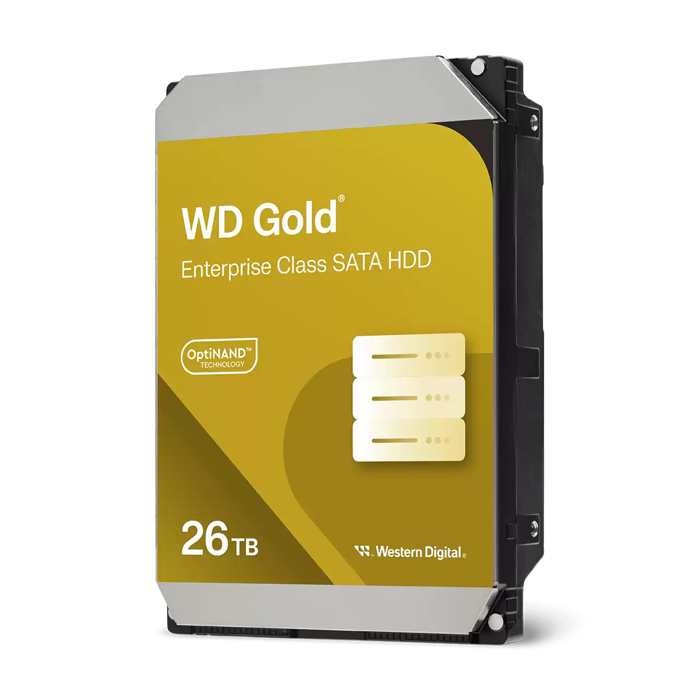 WD 26 TB GOLD hard drive, 7200 revolutions, 512MB